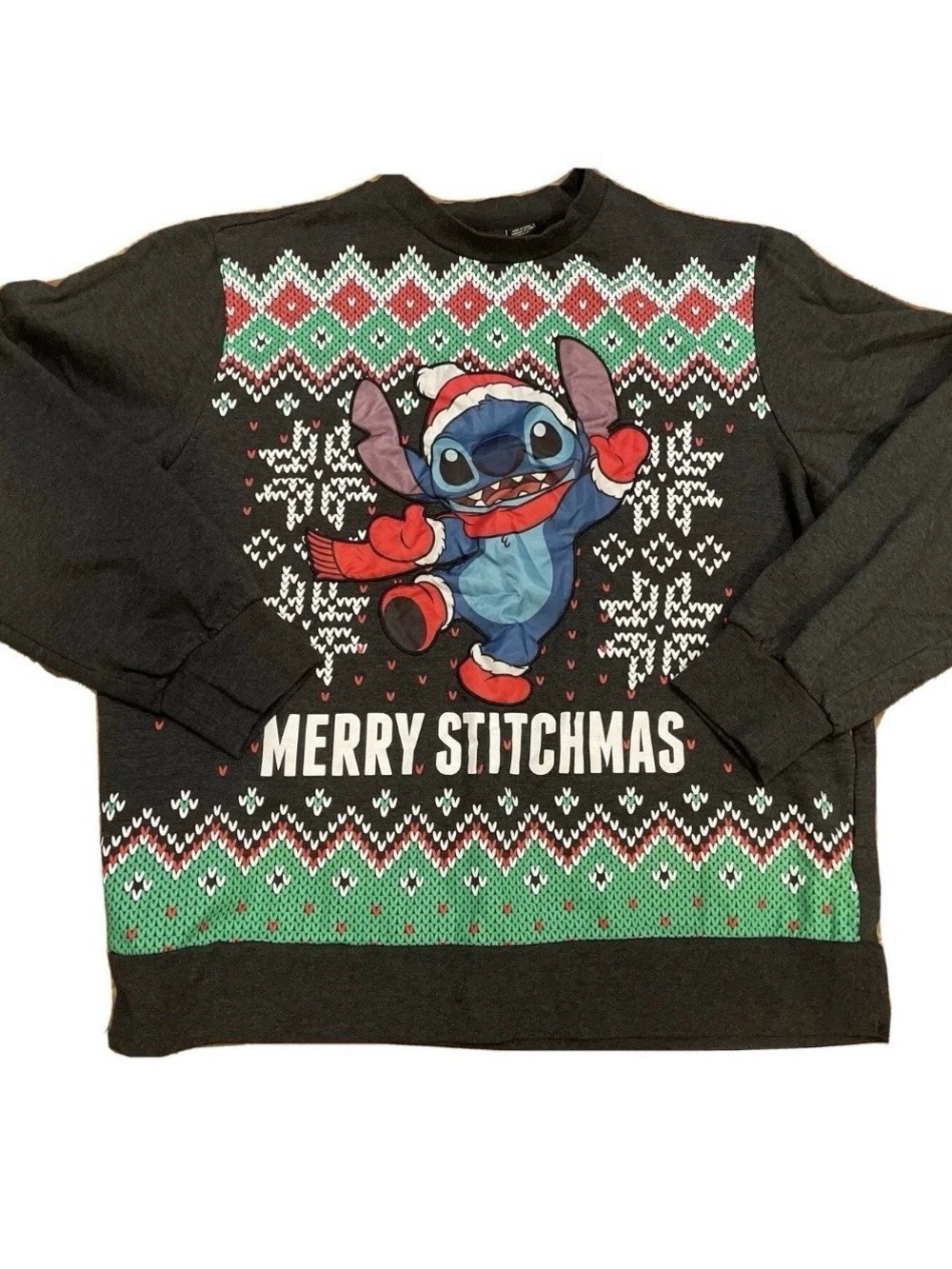 Disney Black 'Merry Stitchmas' Crewneck Ugly Christmas Sweater